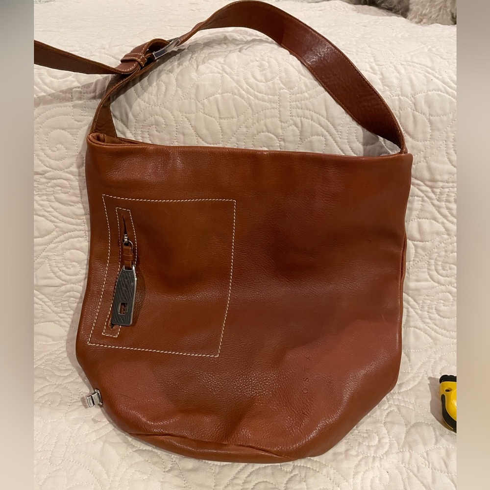 Acosta Genuine Leather Handbag - cognac
